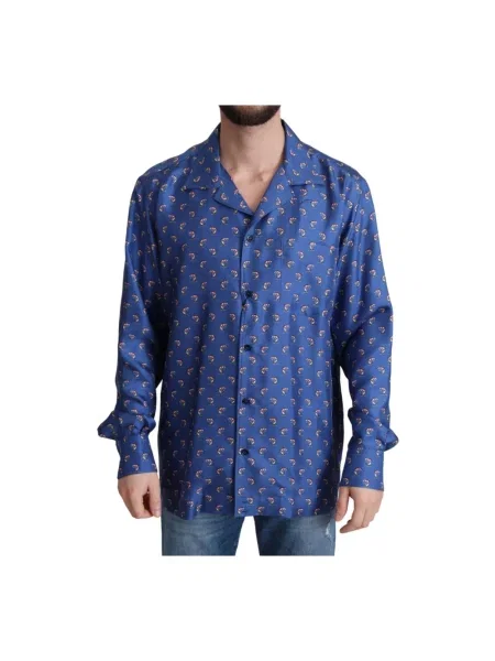 Koszula Dolce And Gabbana z nadrukiem casual niebieska