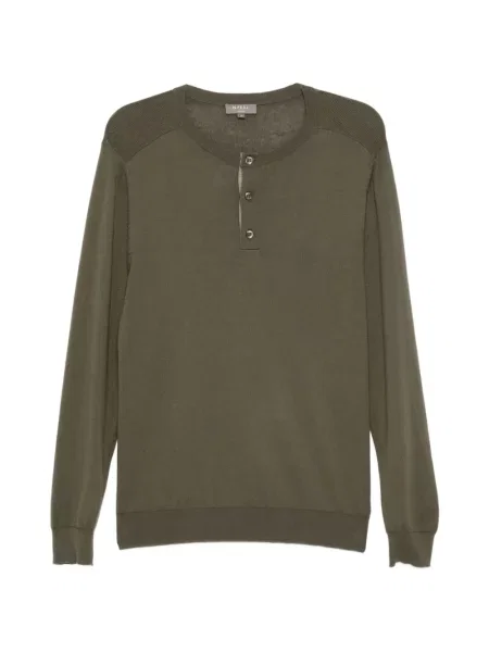 Pulover N.peal cu guler henley verde