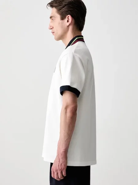 Tricou polo Drole De Monsieur alb