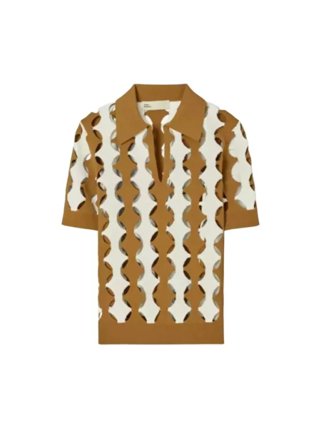 Koszulka polo Tory Burch brązowa
