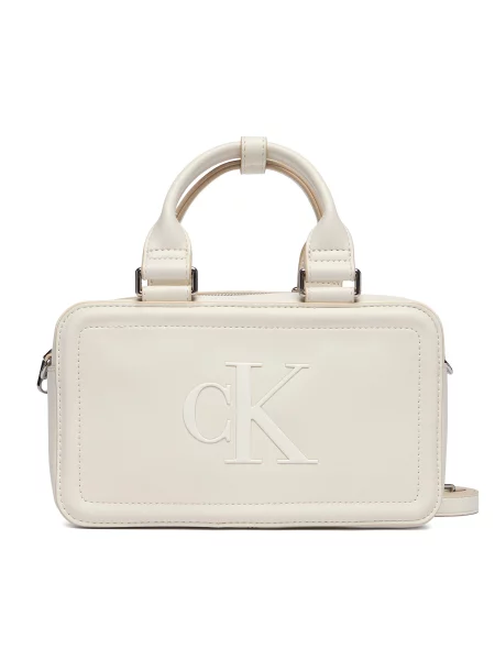 Calvin Klein Ročna torbica BOLD ELONGATED MINI volneno bela
