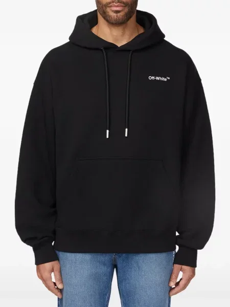 Hanorac cu glugă Off-white cu imagine cu cordon alb