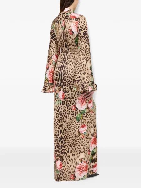 Rochie maxi Roberto Cavalli cu model floral cu imagine
