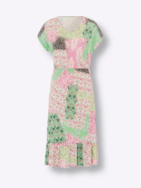 Heine Rochie ecru / maro închis / deschis / roz verde