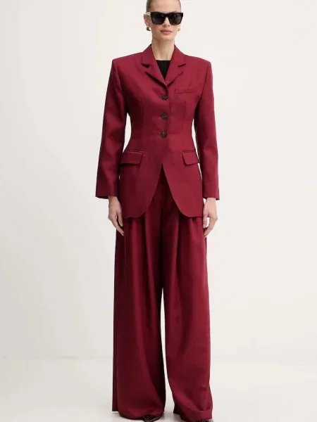 Вовняний піджак Marella однобортний візерунок бордовий