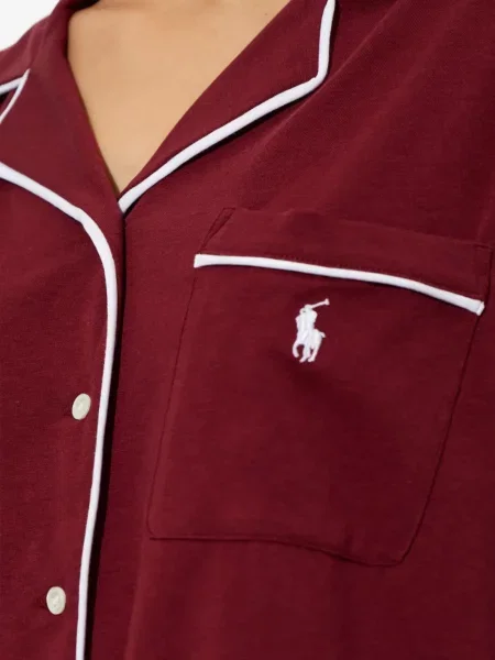 Къс топ Polo Ralph Lauren бродиран на райета сиво