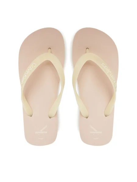 Джапанки Calvin Klein Jeans BEACH SANDAL FLATFORM TPU розово с платформа бежово