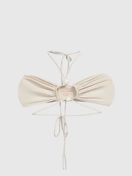 Ліф від купальника з намистинами Magda Butrym бежевий