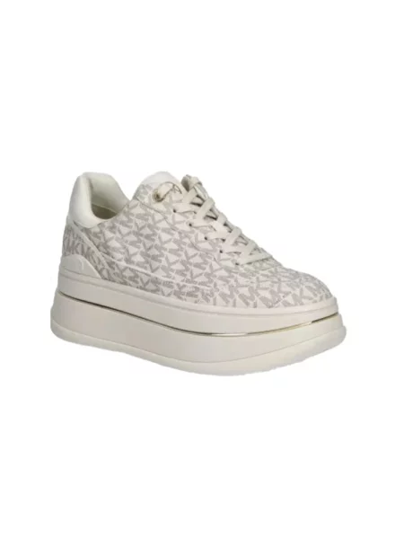 Sneakersy Michael Kors na platformie z logo beżowe