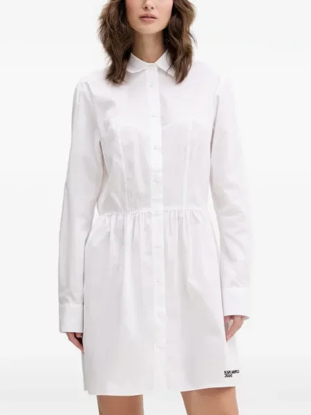 Rochie din denim Karl Lagerfeld Jeans alb