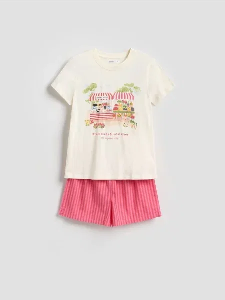 Reserved Set pijama din două piese cu imprimeu roșu