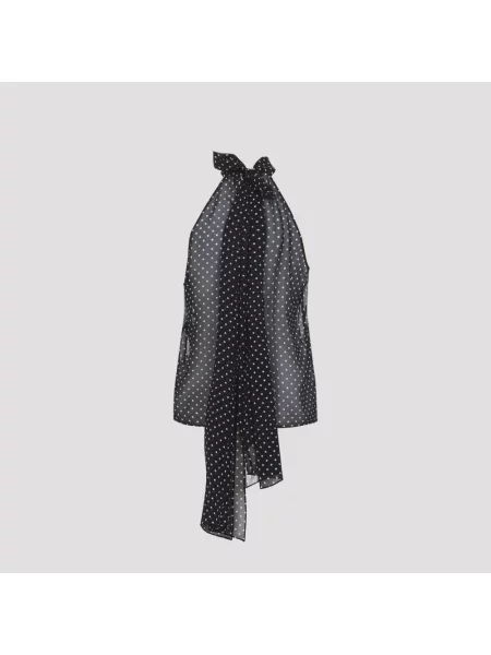 Top Tom Ford w grochy wiązany z dekoltem halter czarny