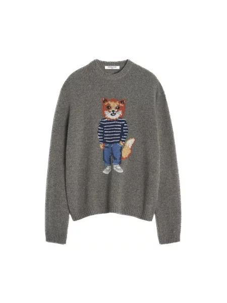 Sweter Maison Kitsune wełniany szary