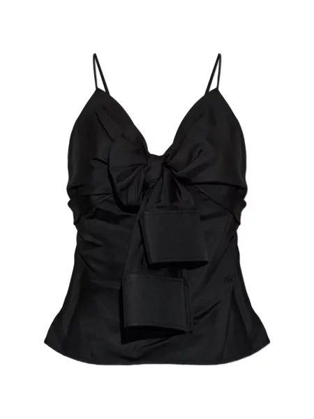 Top Alexander Wang cu funde de mătase negru