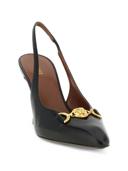 Pantofi cu toc Versace din piele slingback negru