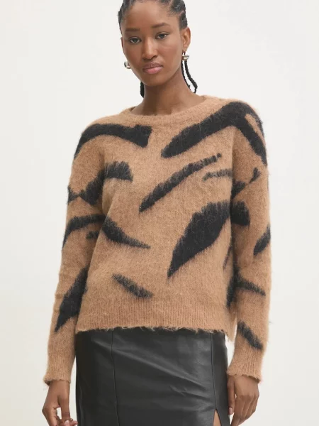 Пуловер с вълна Answear Lab от лека материя кафяво