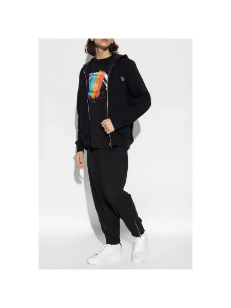 Bluza z kapturem Ps By Paul Smith z kapturem w zebrę z logo czarna