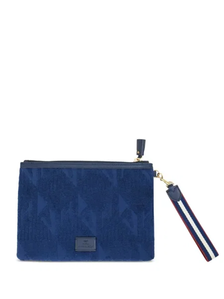 Frottír kézitáska Anya Hindmarch autogrammal kék