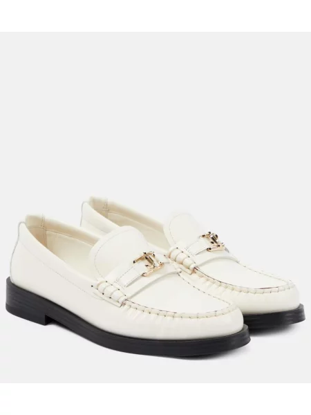 Usnjene loaferke Jimmy Choo z avtogramom bela