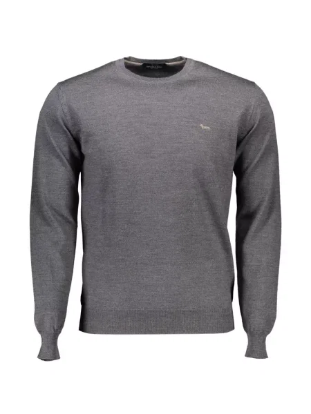 Pulover Harmont & Blaine cu broderie cu decolteu rotund gri