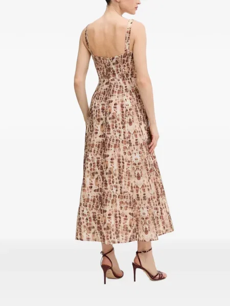 Rochie midi Bardot cu imagine cu imprimeu abstract