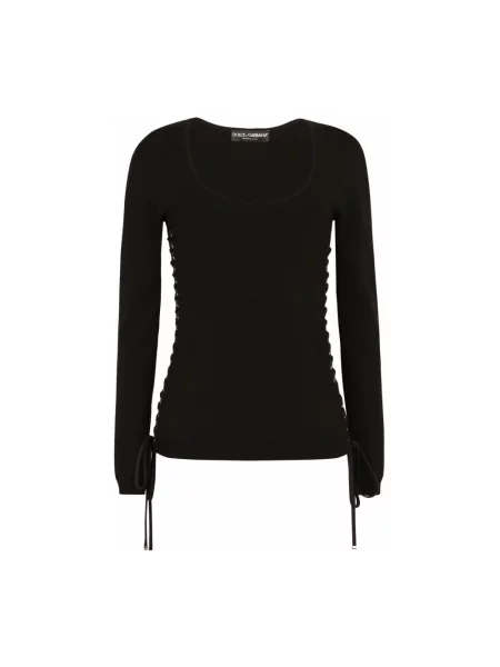 Sweter Dolce And Gabbana z okrągłym dekoltem czarny