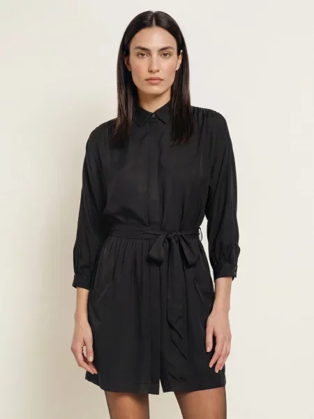 Allsaints Satynowa Sukienka Noora Z Jedwabiem schwarz czarna