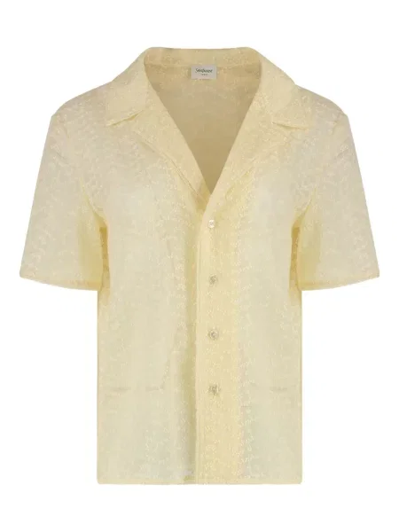 Пижама Saint Laurent бродирана от муселин жълто