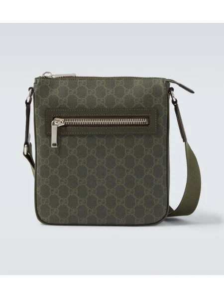 Usnjena torba crossbody Gucci zelena