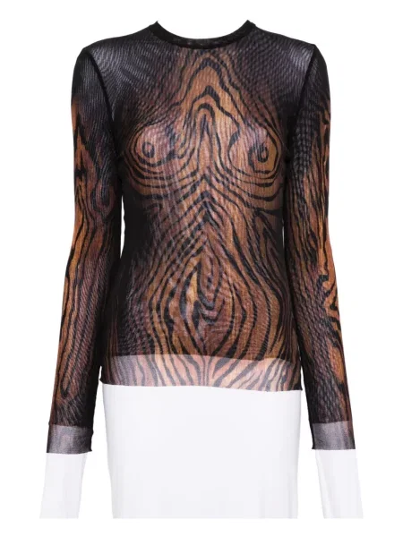 Top Jean Paul Gaultier cu imagine plasă negru