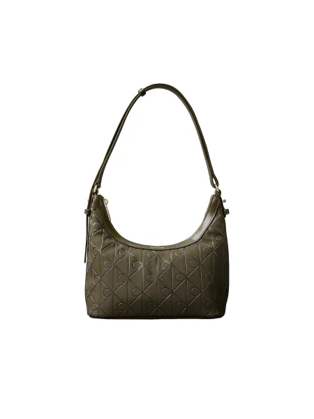 Calvin Klein Geantă Emblem Aop Sueded Shoulder Bag închis verde