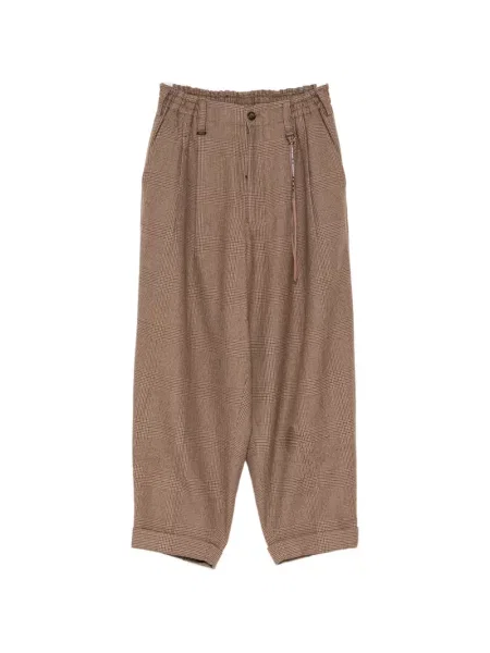Pantaloni Mastermind Japan în carouri maro