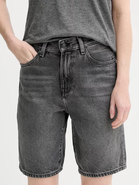 G-Star szorty jeansowe gładkie high waist szary