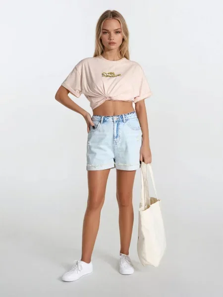 Джинсові шорти mom синій