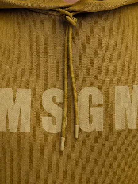 Свитер Msgm с капюшоном с принтом зеленый