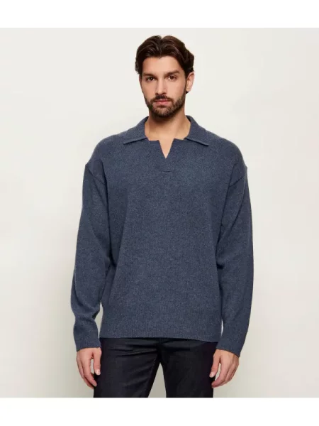 BOSS BLACK De lână pulover C-Ucari negru