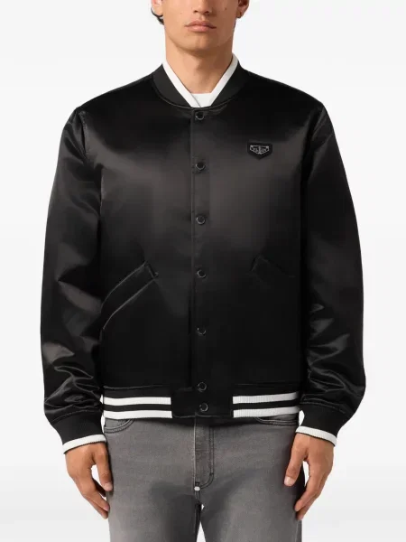 Saténová bomber bunda Philipp Plein s autogramem černá