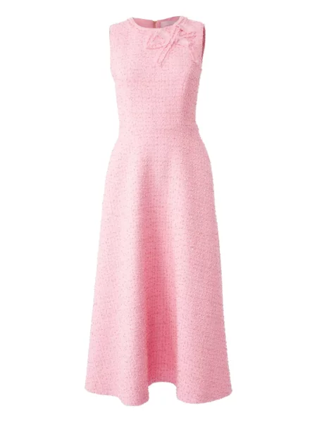 Sukienka midi Carolina Herrera tweedowa do kolan garniturowa różowa