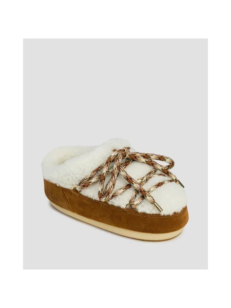 Kapcie Skórzane Moon Boot Mule Shearling New białe
