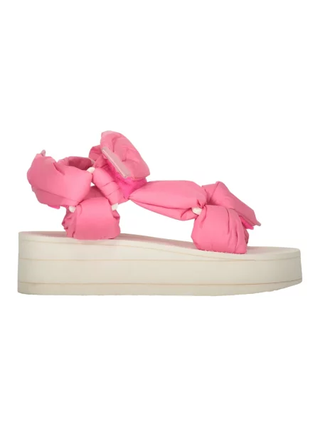 Lniane sandały Red Valentino czerwone
