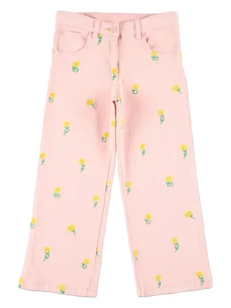 Jeansy straight leg dziecięce Stella Mccartney różowe