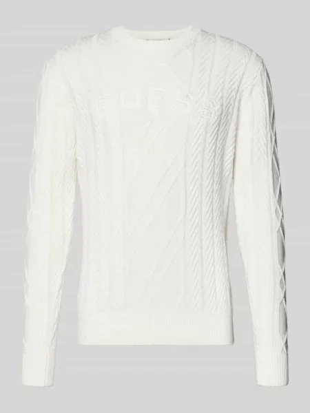 Sweter z dzianiny z Mieszanka bawełny i modalu Guess biały