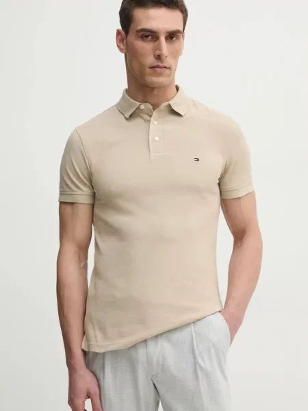 Tommy Hilfiger polo tričko s elastanom béžová