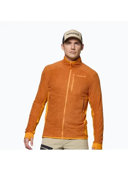 Мъжки поларен суитшърт NORRONA Falketind Active gold flame/exuberance оранжево