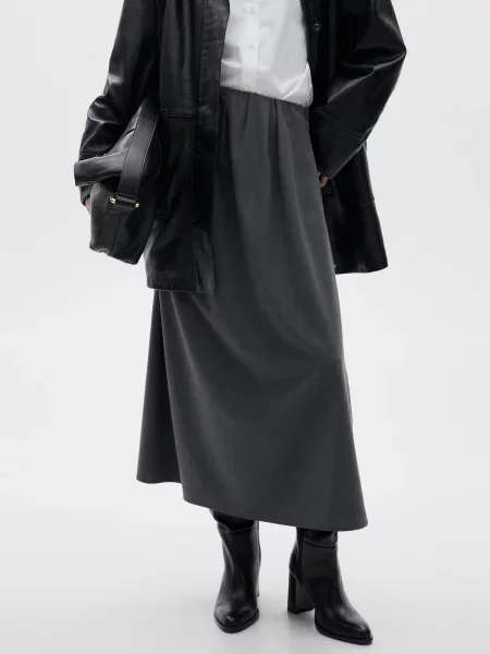 Спідниця міді MANGO сірий