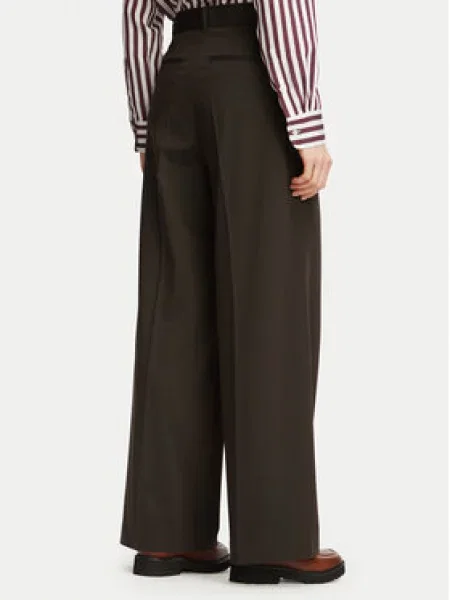 TOMMY HILFIGER Plisované nohavice tmavohnedá hnedá
