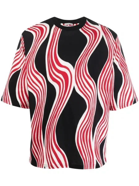 Къс тениска Moncler с принт с абстрактен десен черно