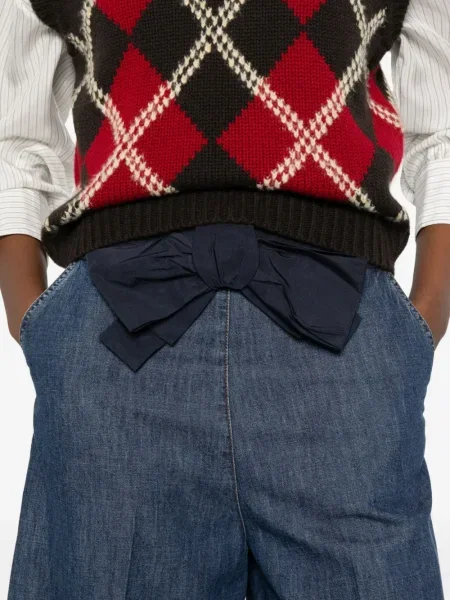 Pantaloni scurți din denim Valentino Garavani cu funde albastru