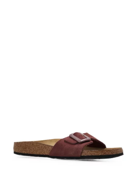 Sandale Birkenstock din piele de căprioară roșu