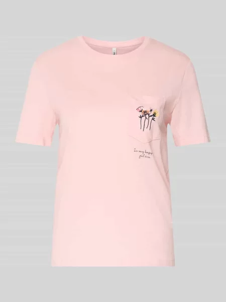 T-shirt o kroju regular fit z czystej bawełny model POLLY' Only różowa
